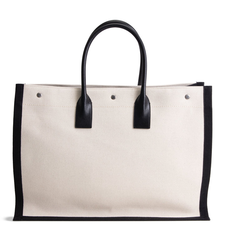 SAINT LAURENT Canvas Large Rive Gauche Tote - Neutral