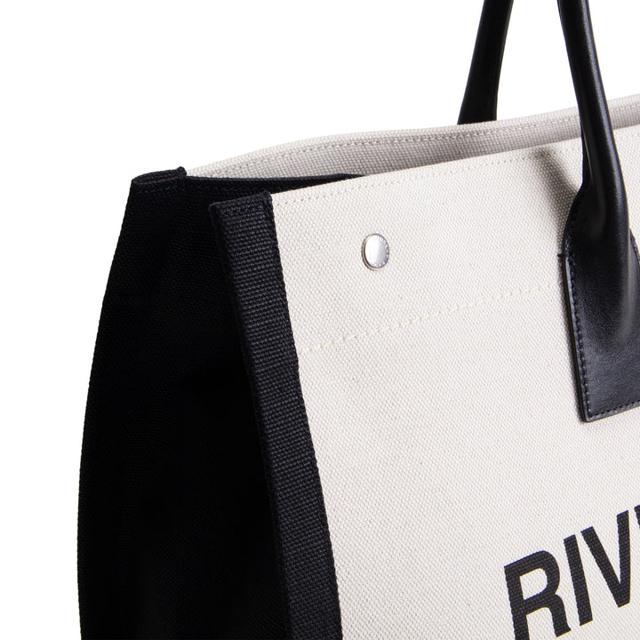 SAINT LAURENT Canvas Large Rive Gauche Tote - Neutral
