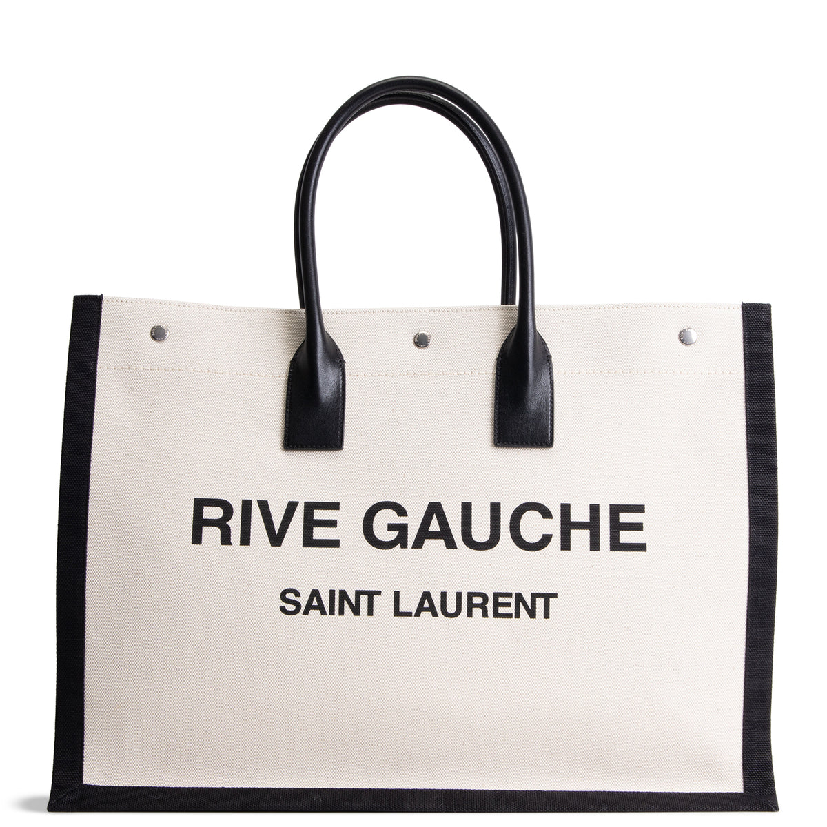 SAINT LAURENT Canvas Large Rive Gauche Tote - Neutral