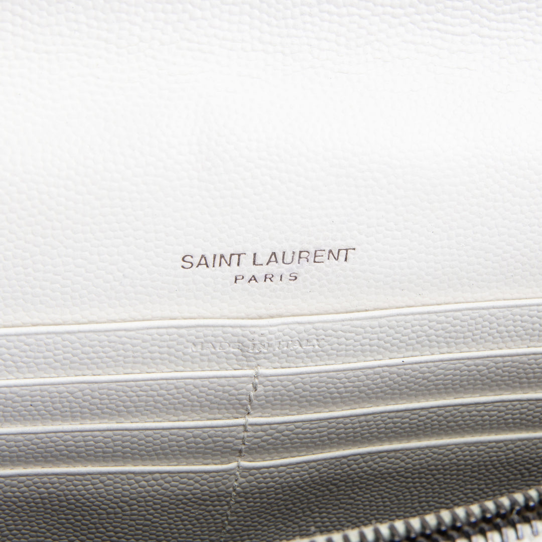 SAINT LAURENT Envelope Wallet on Chain - White w/ Black