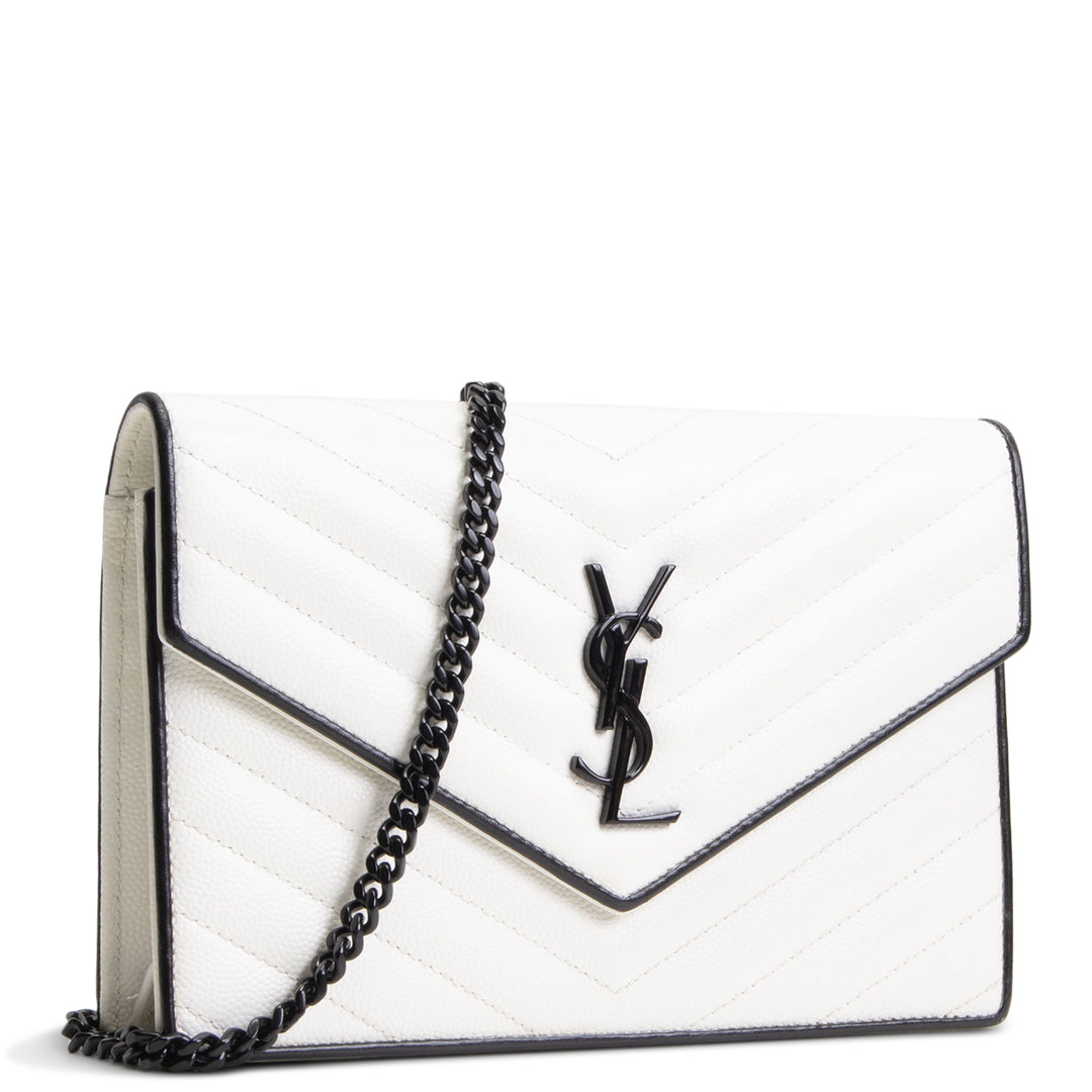 SAINT LAURENT Envelope Wallet on Chain - White w/ Black