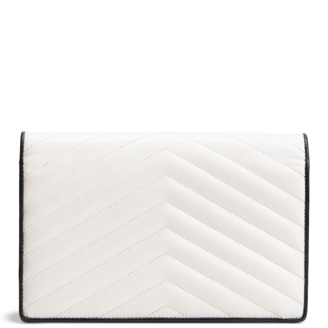 SAINT LAURENT Envelope Wallet on Chain - White w/ Black