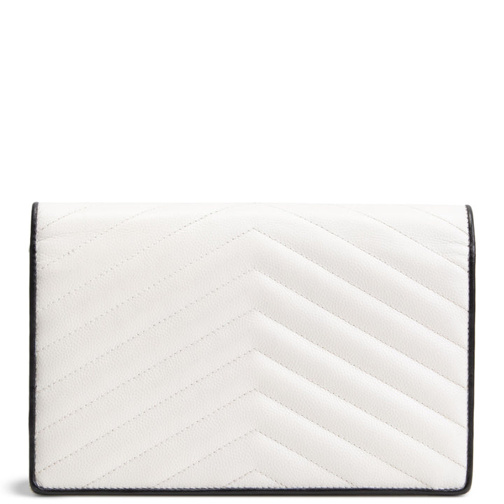 SAINT LAURENT Envelope Wallet on Chain - White w/ Black