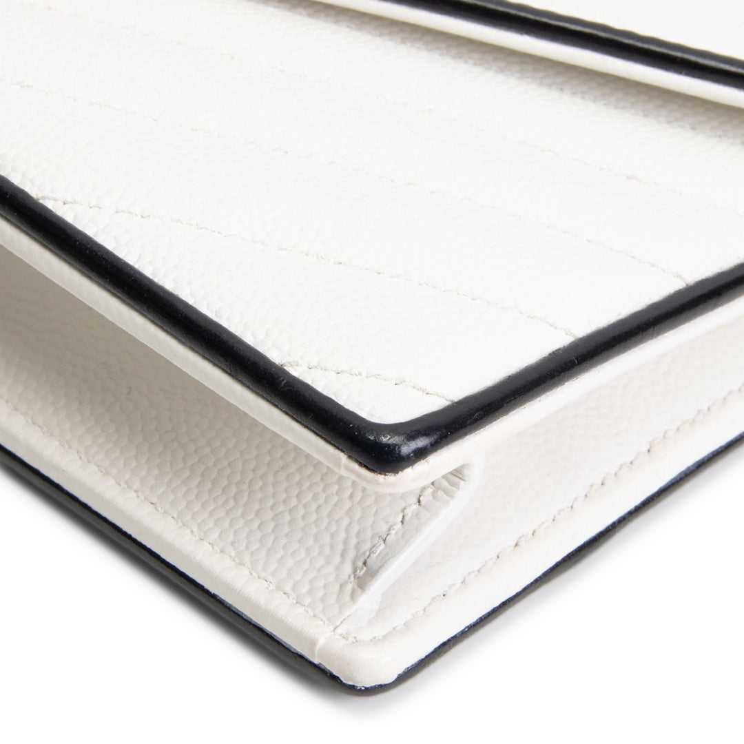 SAINT LAURENT Envelope Wallet on Chain - White w/ Black