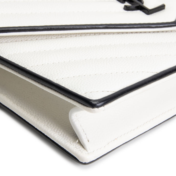 SAINT LAURENT Envelope Wallet on Chain - White w/ Black