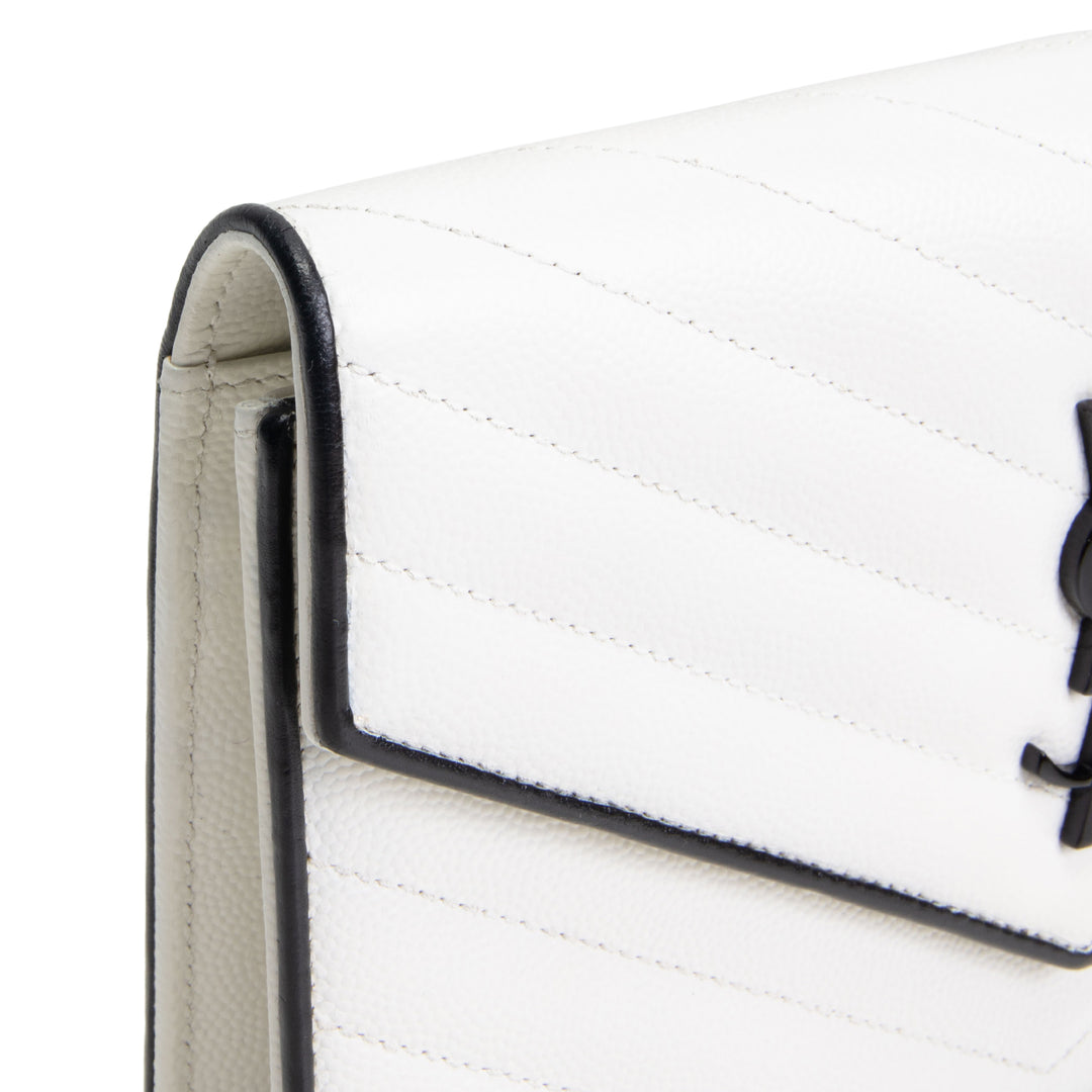 SAINT LAURENT Envelope Wallet on Chain - White w/ Black