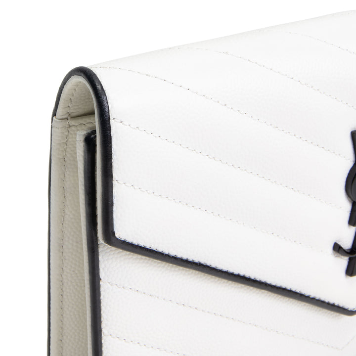 SAINT LAURENT Envelope Wallet on Chain - White w/ Black