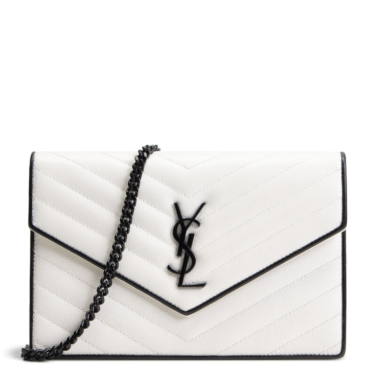 SAINT LAURENT Envelope Wallet on Chain - White w/ Black