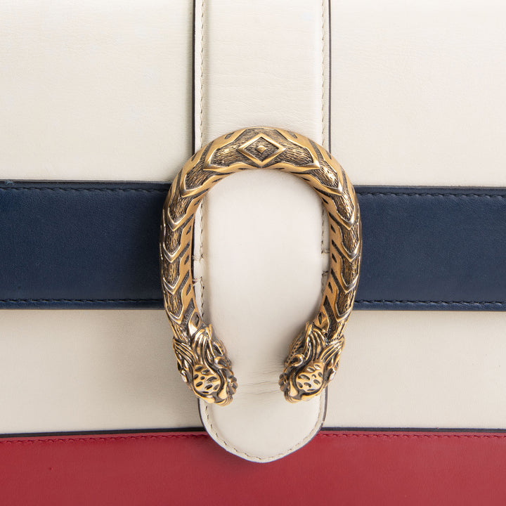 GUCCI Dionysus Bamboo Top Handle w/ Web Strap - Cream/Blue/Red