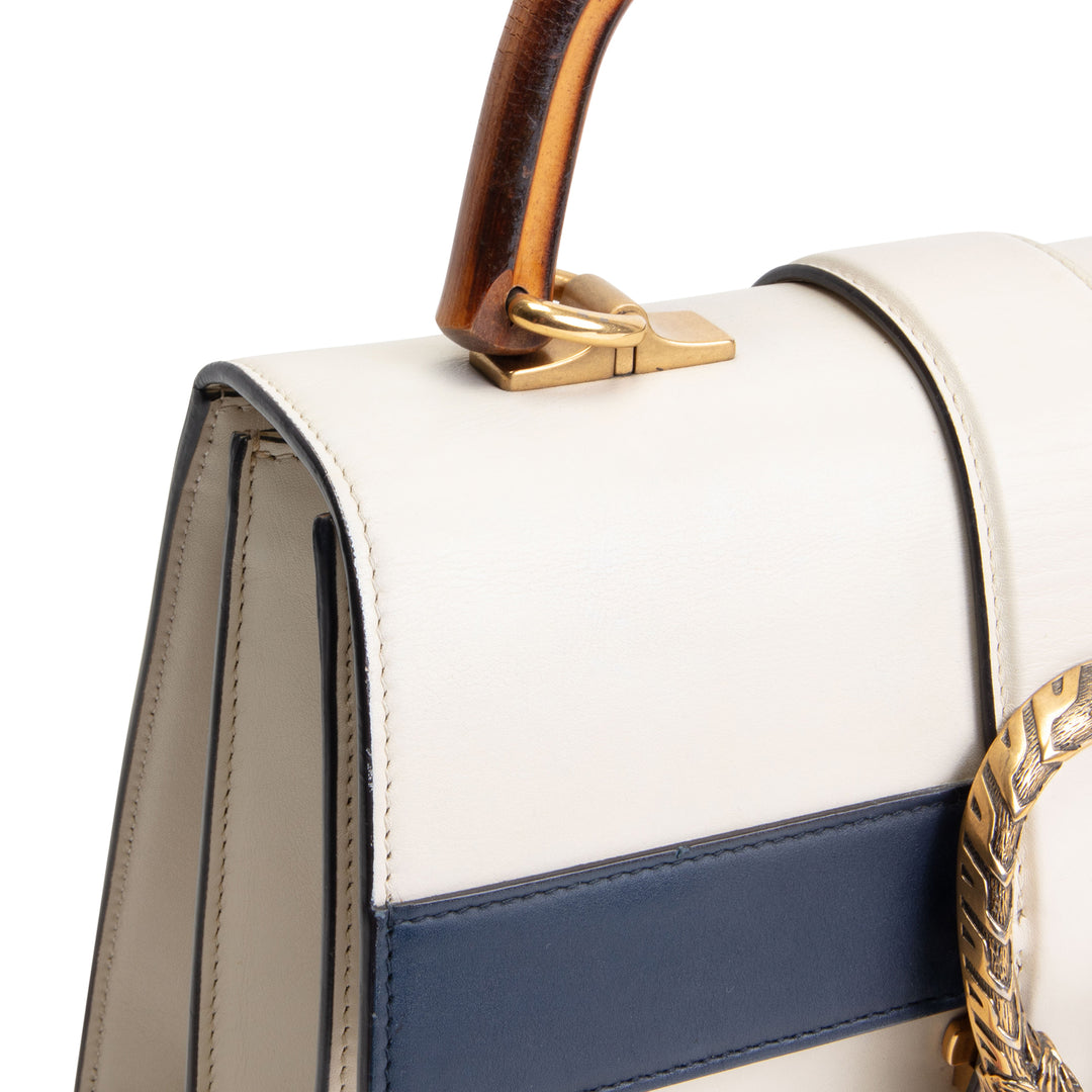 GUCCI Dionysus Bamboo Top Handle w/ Web Strap - Cream/Blue/Red