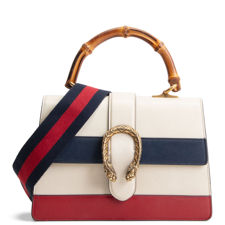 GUCCI Dionysus Bamboo Top Handle w/ Web Strap - Cream/Blue/Red