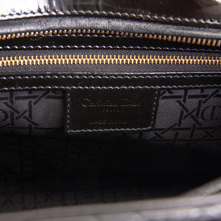 DIOR Cannage Patent Leather Lady Dior Large - Black/Gold