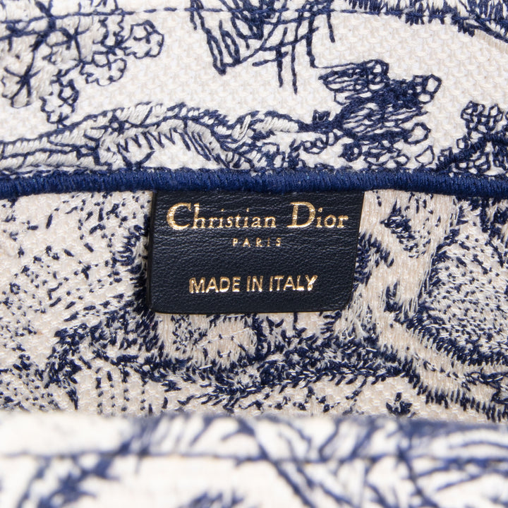 DIOR Toile de Jouy Medium Book Tote - White/Navy