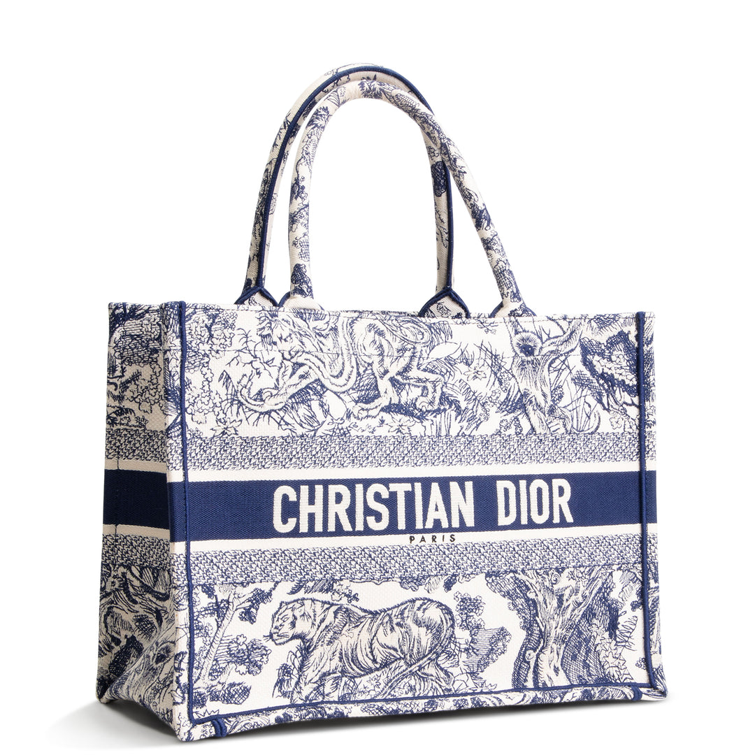 DIOR Toile de Jouy Medium Book Tote - White/Navy