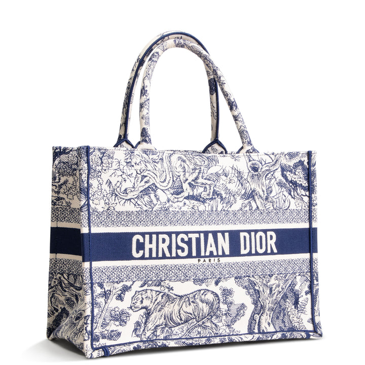 DIOR Toile de Jouy Medium Book Tote - White/Navy