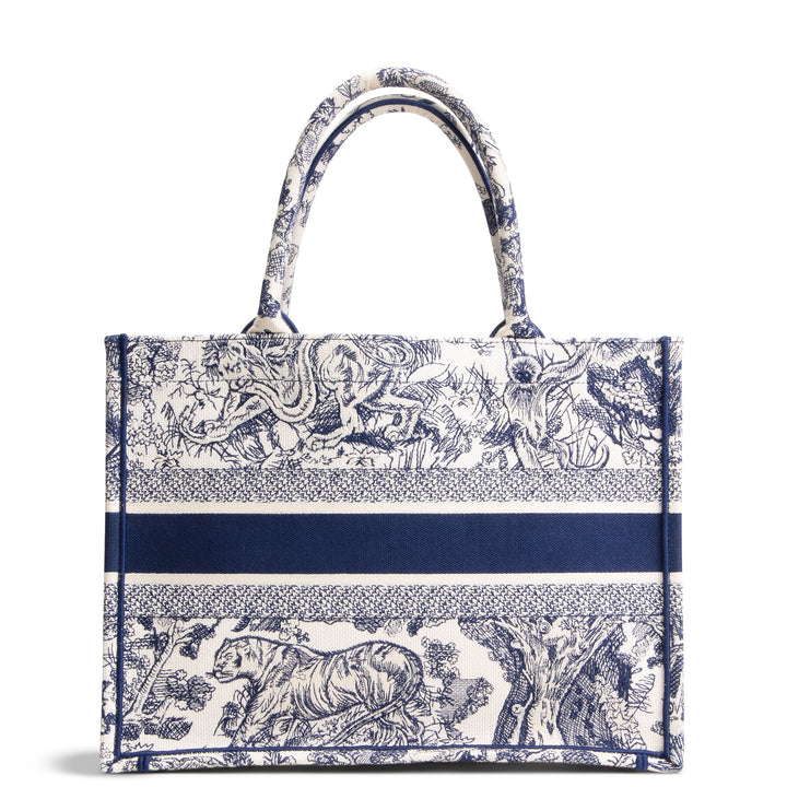 DIOR Toile de Jouy Medium Book Tote - White/Navy