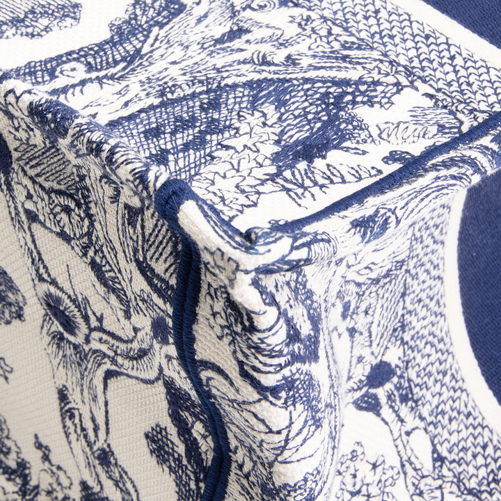 DIOR Toile de Jouy Medium Book Tote - White/Navy
