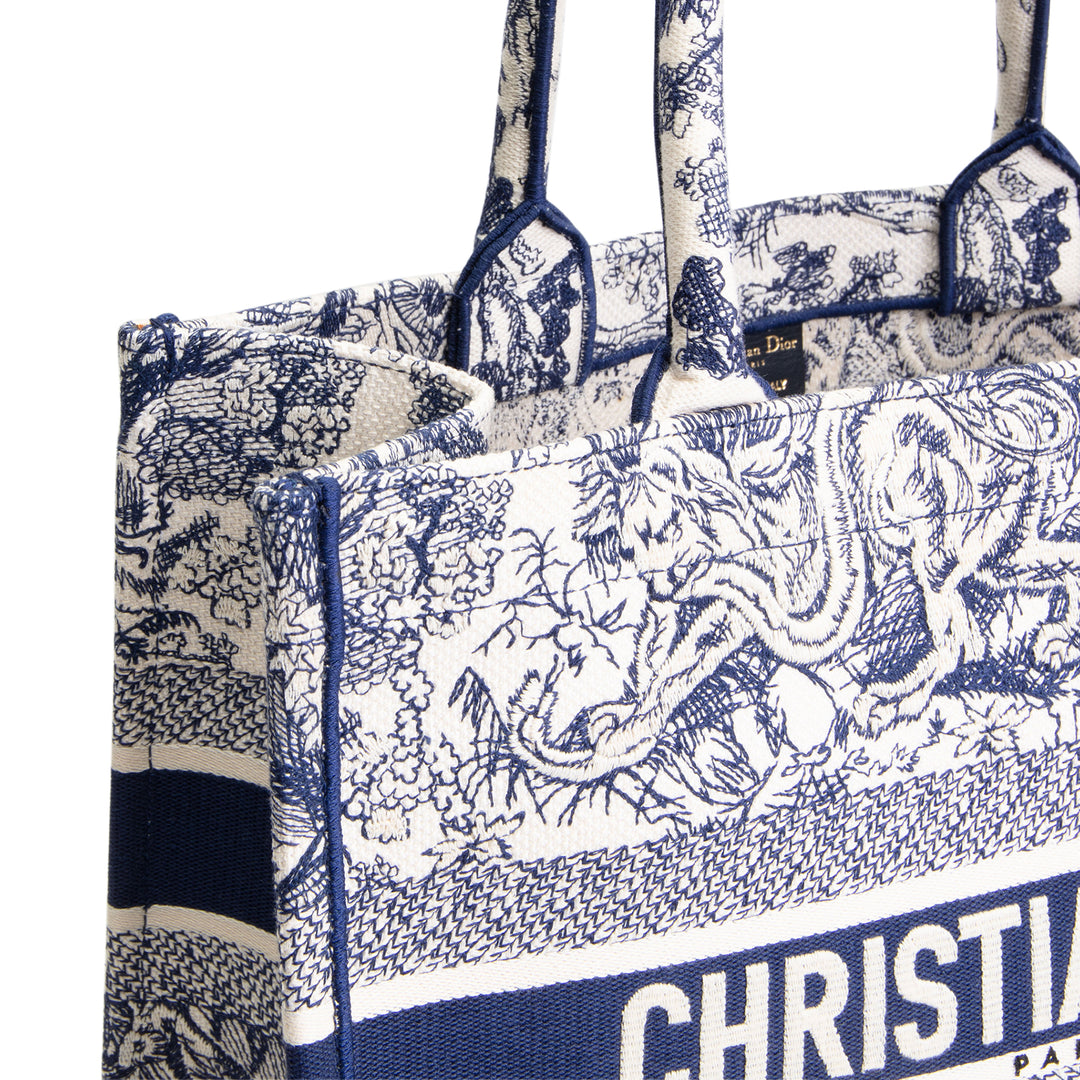 DIOR Toile de Jouy Medium Book Tote - White/Navy