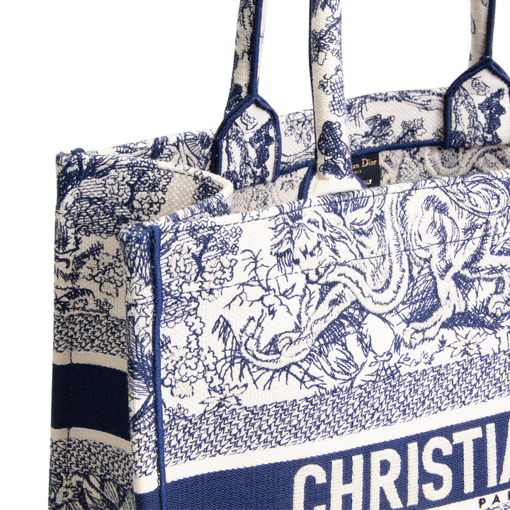 DIOR Toile de Jouy Medium Book Tote - White/Navy