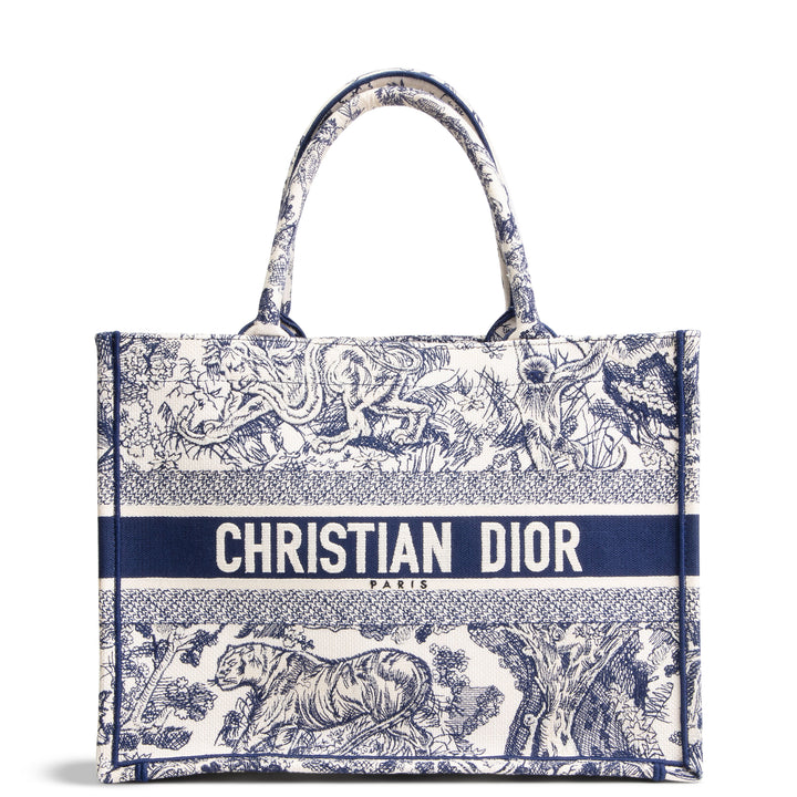 DIOR Toile de Jouy Medium Book Tote - White/Navy