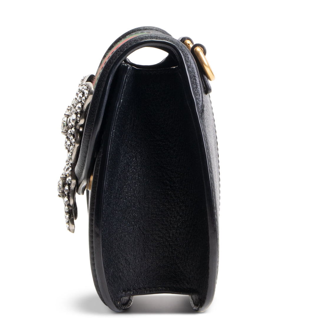 GUCCI Web Crystal Butterfly Stripe Small Totem Bag