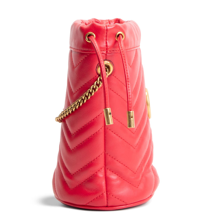GUCCI Mini GG Marmont Bucket Bag - Red