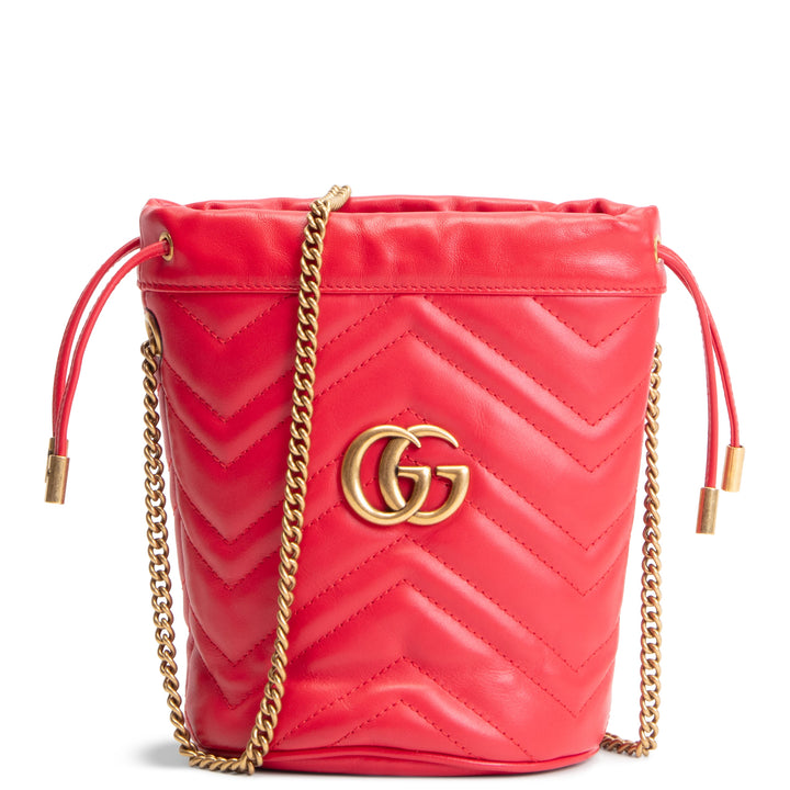 GUCCI Mini GG Marmont Bucket Bag - Red