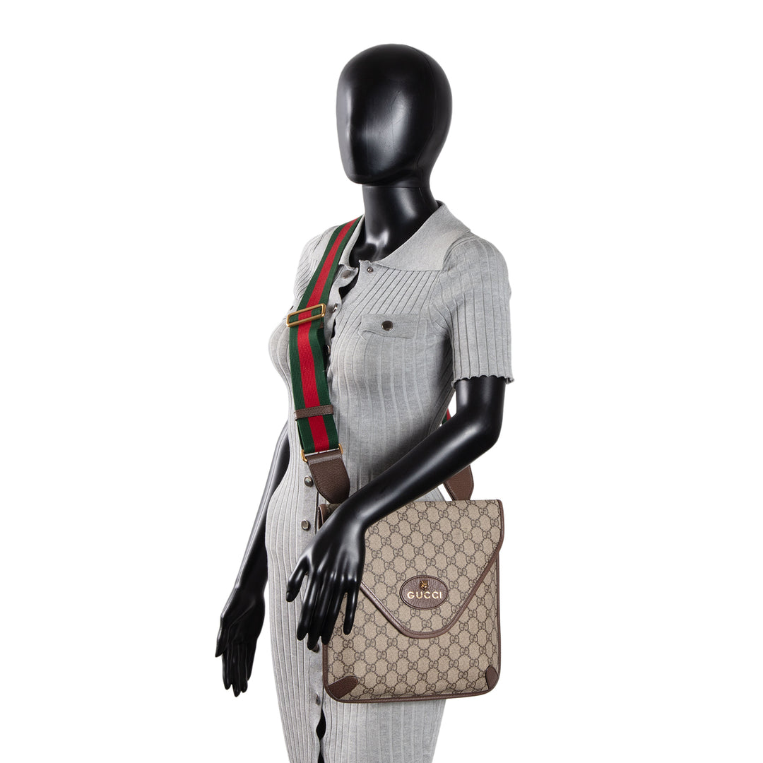 GUCCI GG Supreme Neo Vintage Messenger Bag - Beige & Ebony