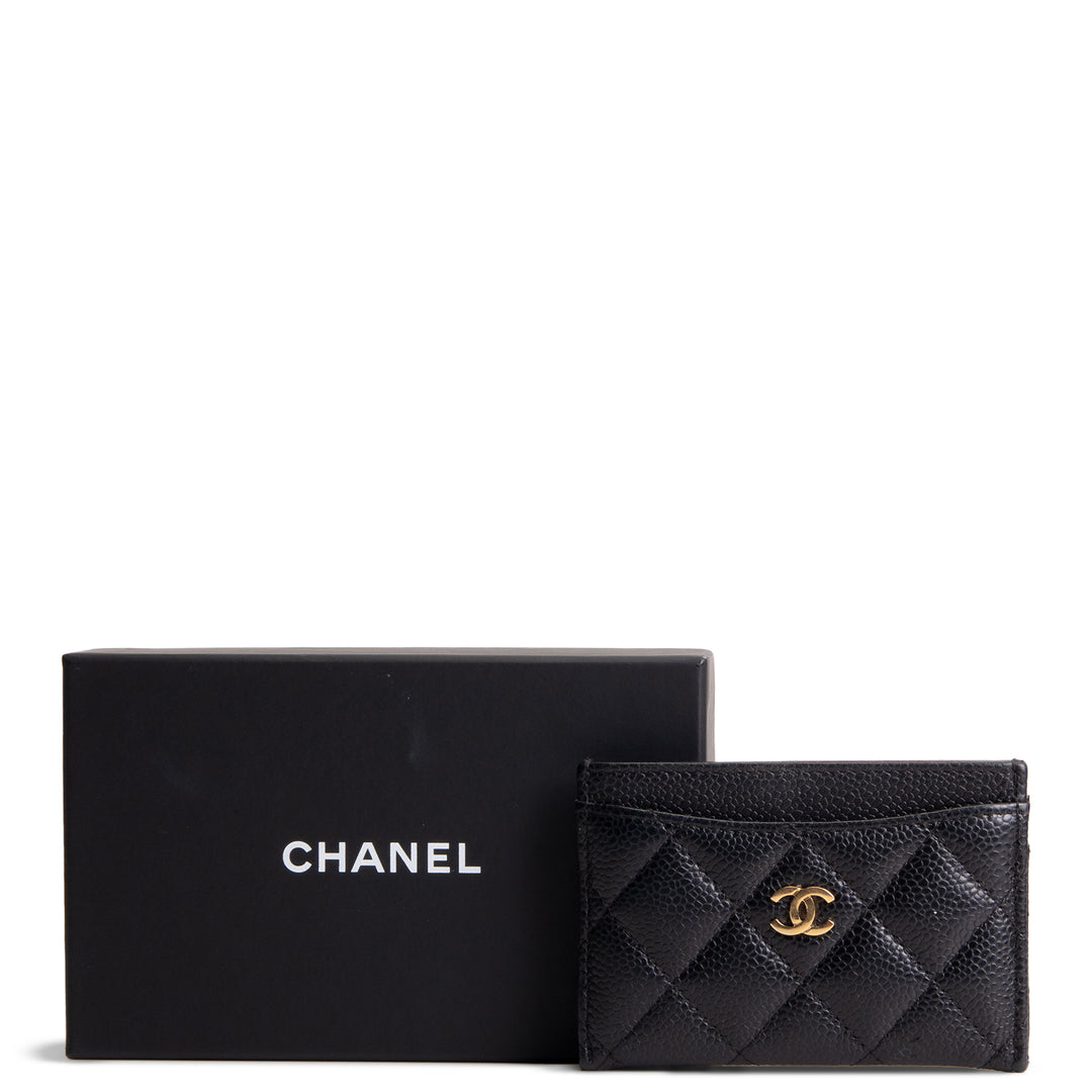 CHANEL Quilted Caviar Classic Card Holder - Black