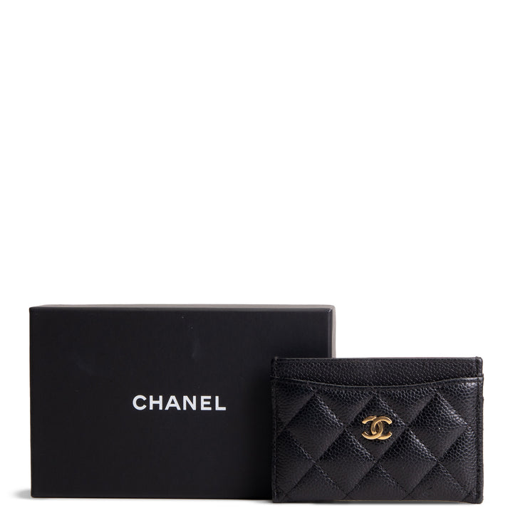 CHANEL Quilted Caviar Classic Card Holder - Black