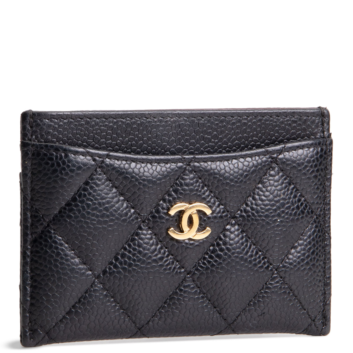CHANEL Quilted Caviar Classic Card Holder - Black