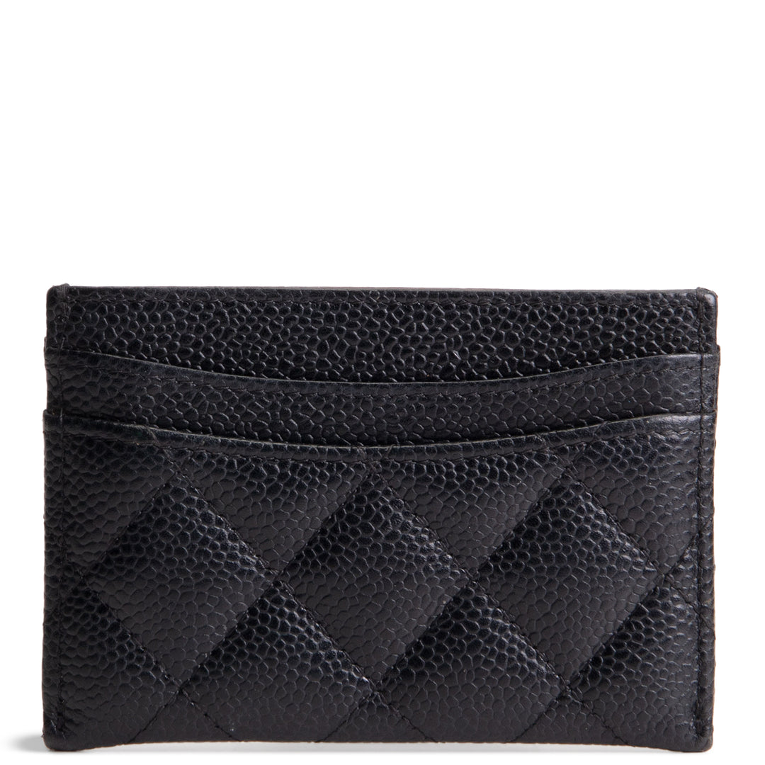 CHANEL Quilted Caviar Classic Card Holder - Black