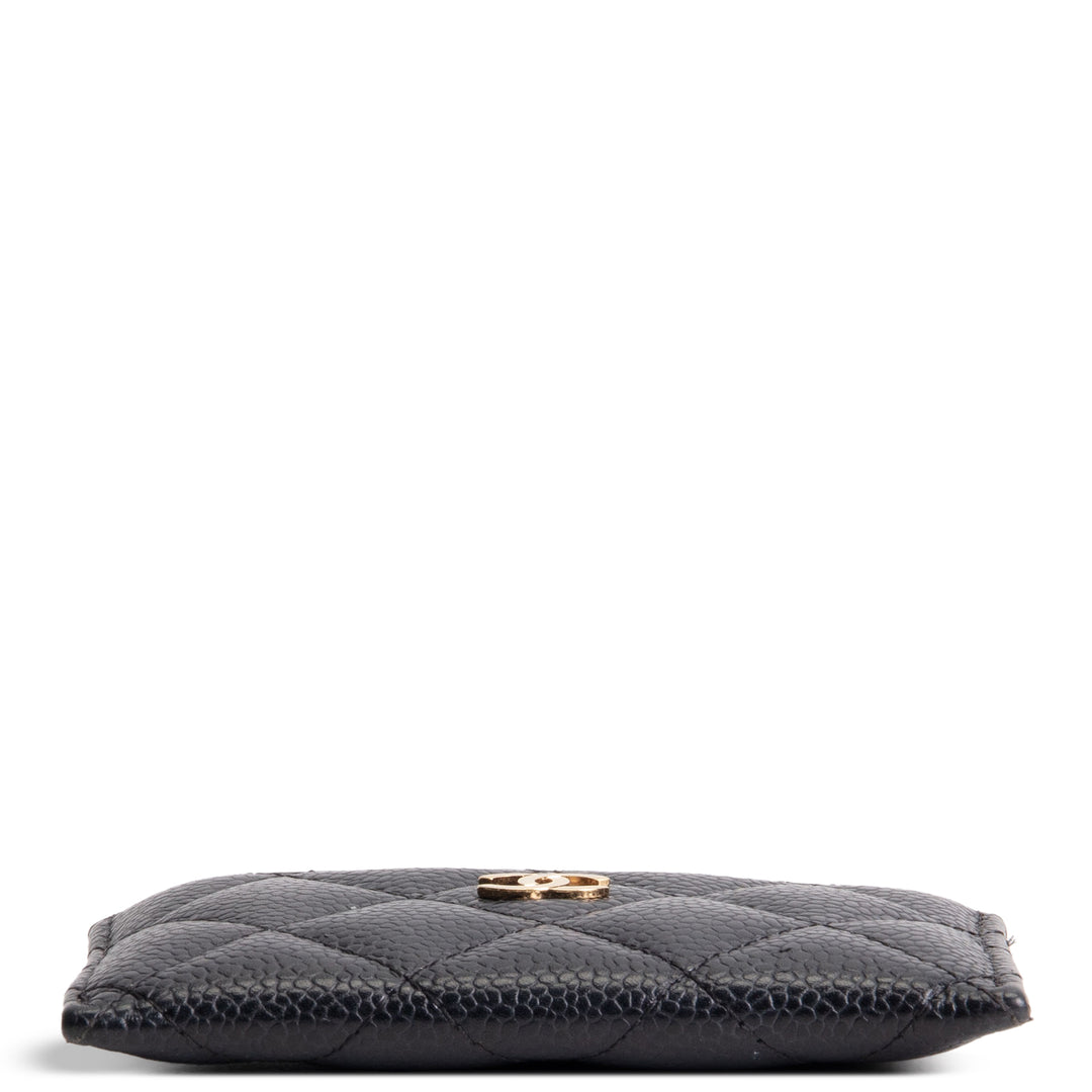 CHANEL Quilted Caviar Classic Card Holder - Black
