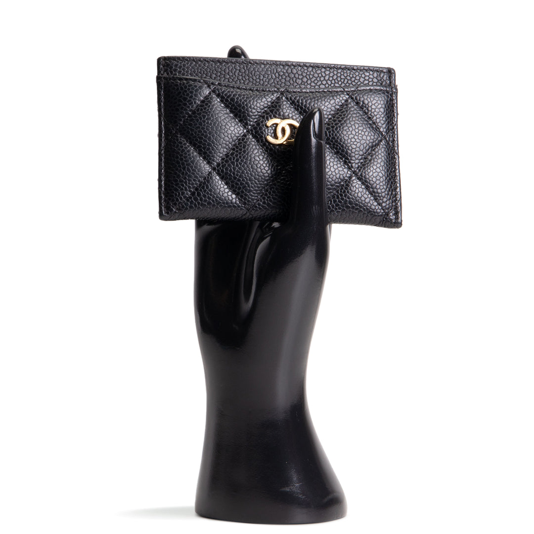 CHANEL Quilted Caviar Classic Card Holder - Black