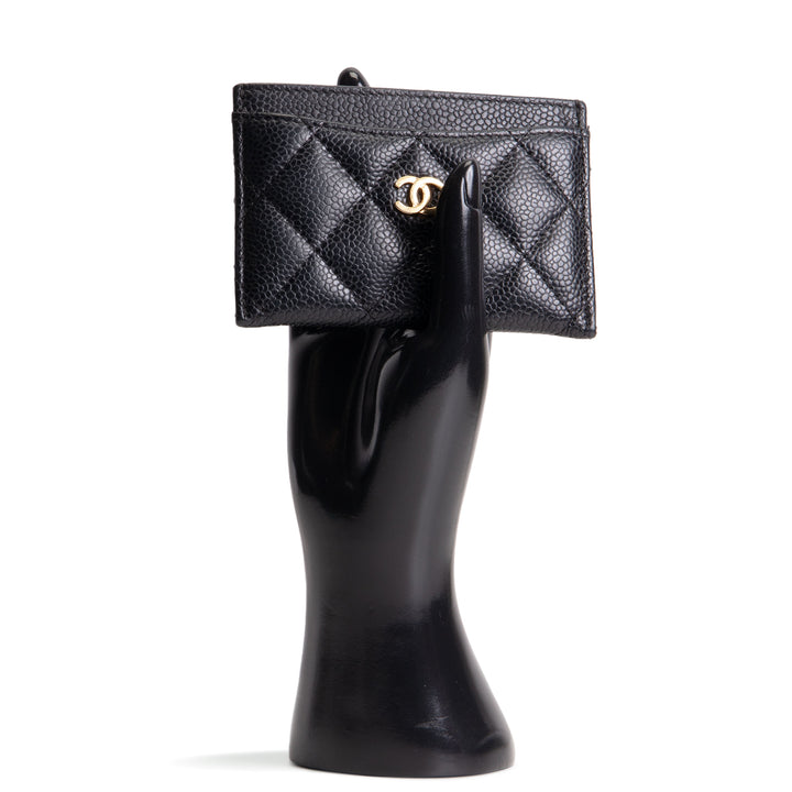 CHANEL Quilted Caviar Classic Card Holder - Black