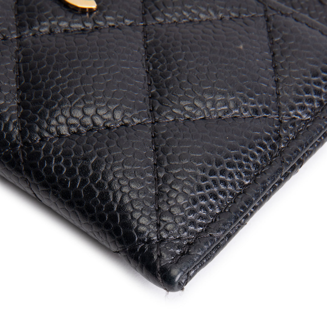 CHANEL Quilted Caviar Classic Card Holder - Black