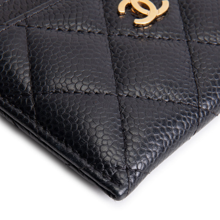 CHANEL Quilted Caviar Classic Card Holder - Black
