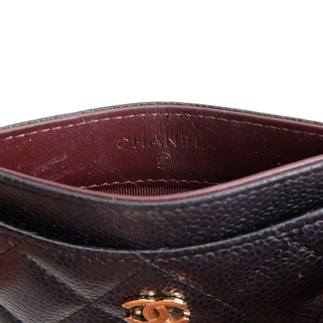 CHANEL Quilted Caviar Classic Card Holder - Black