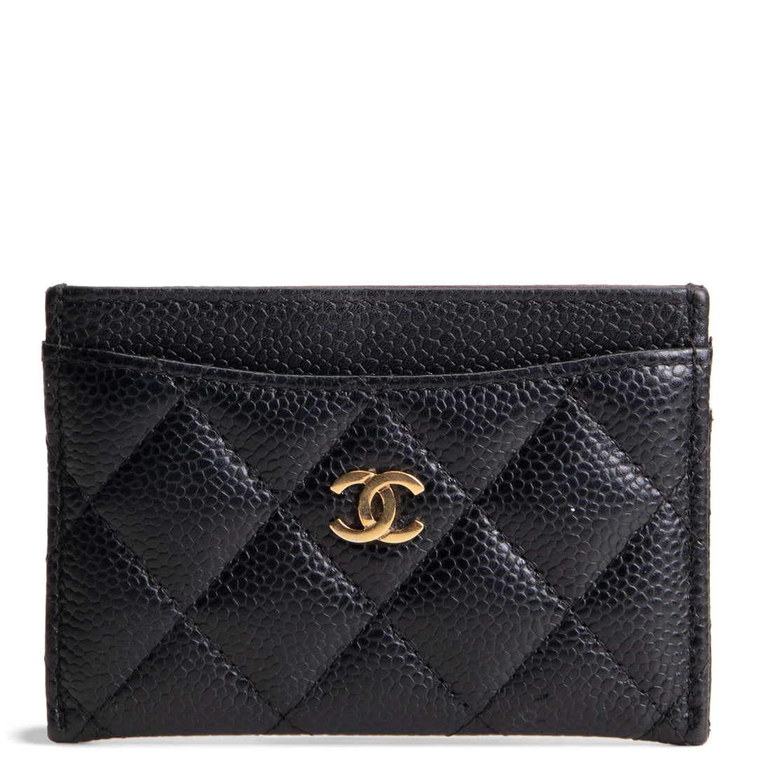 CHANEL Quilted Caviar Classic Card Holder - Black