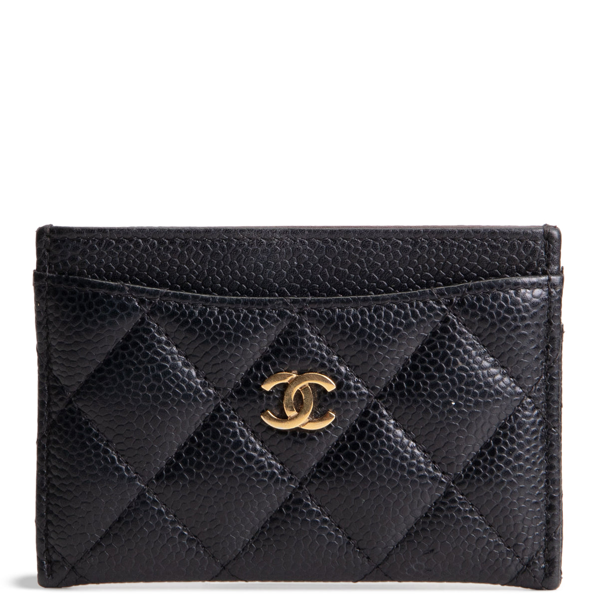 CHANEL Quilted Caviar Classic Card Holder - Black