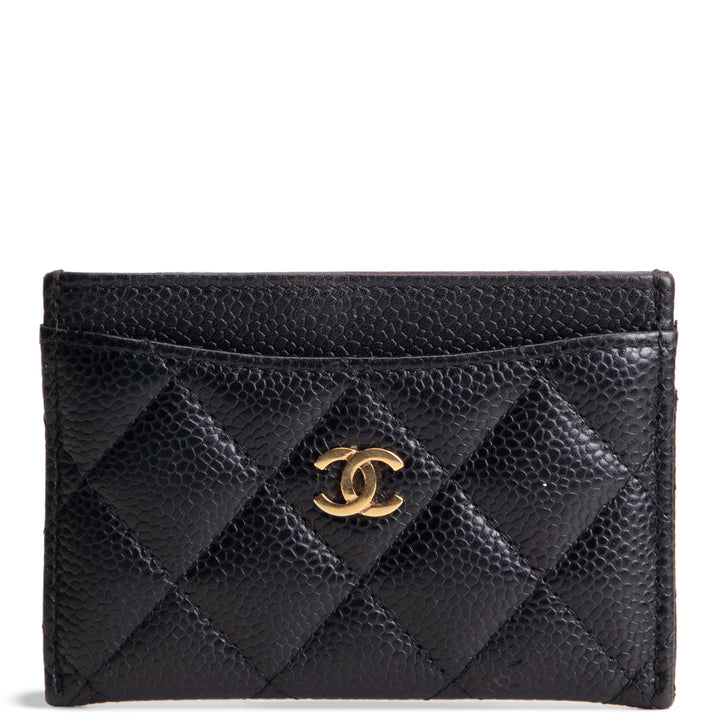 CHANEL Quilted Caviar Classic Card Holder - Black