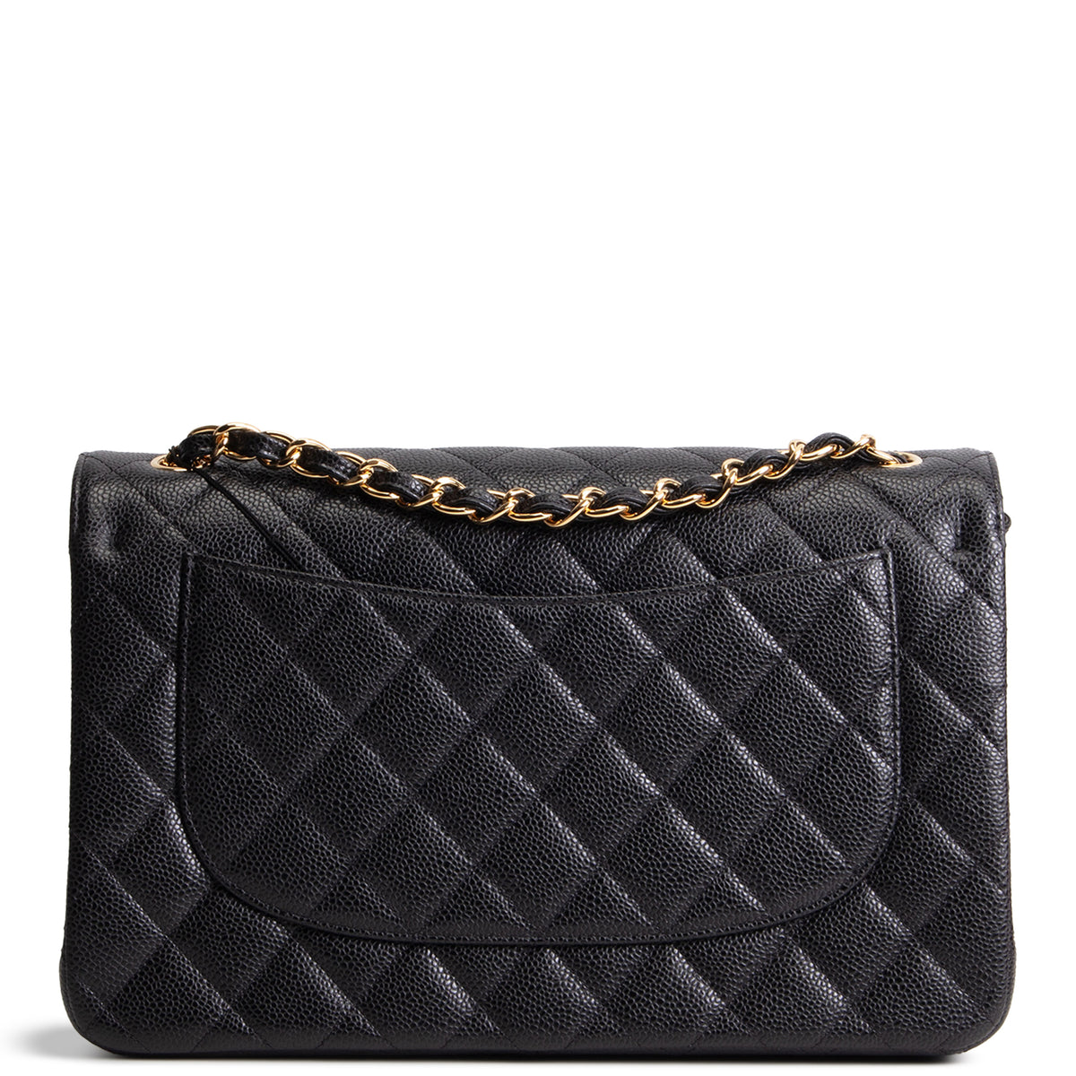 CHANEL Quilted Caviar Jumbo Double Flap Bag - Black