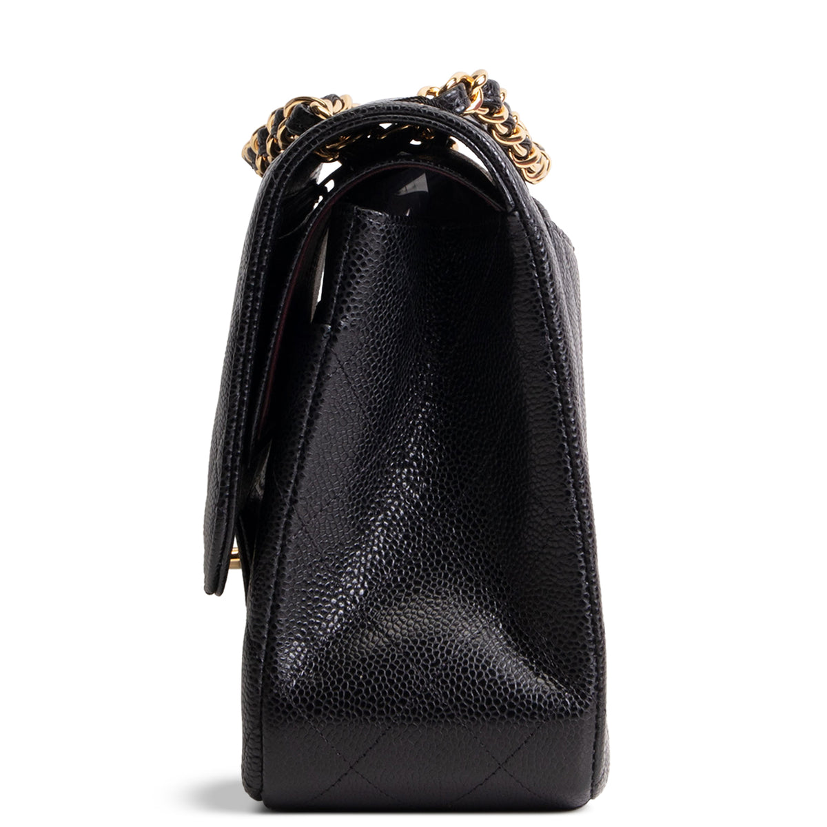 CHANEL Quilted Caviar Jumbo Double Flap Bag - Black