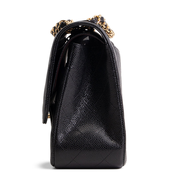 CHANEL Quilted Caviar Jumbo Double Flap Bag - Black