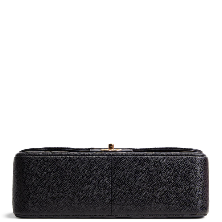 CHANEL Quilted Caviar Jumbo Double Flap Bag - Black