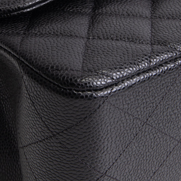 CHANEL Quilted Caviar Jumbo Double Flap Bag - Black