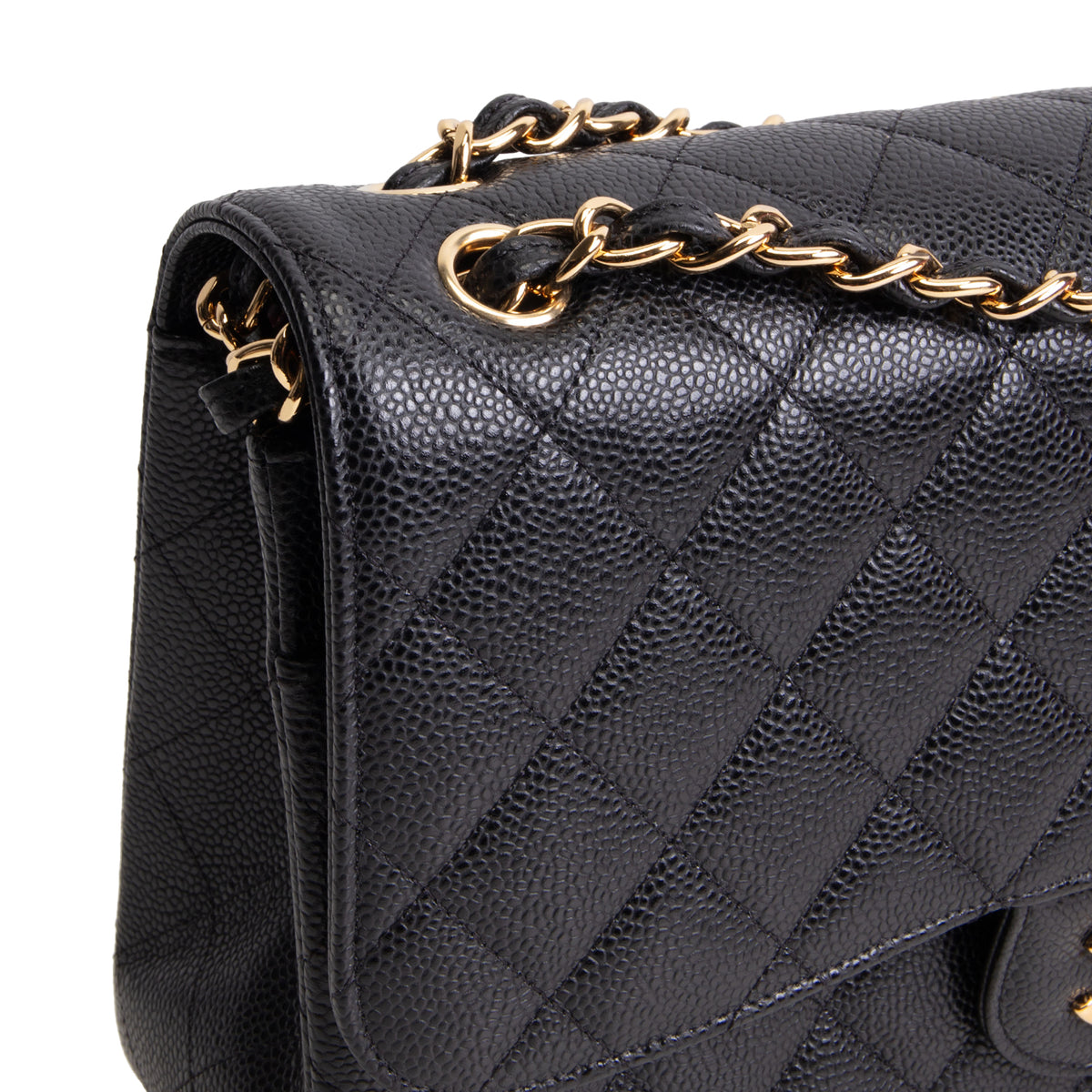 CHANEL Quilted Caviar Jumbo Double Flap Bag - Black