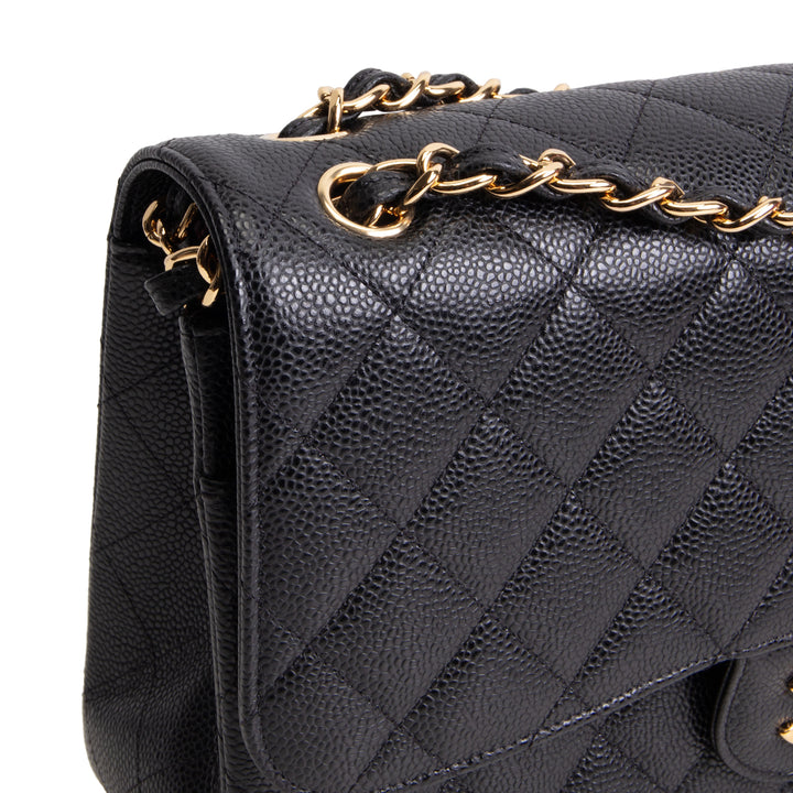 CHANEL Quilted Caviar Jumbo Double Flap Bag - Black