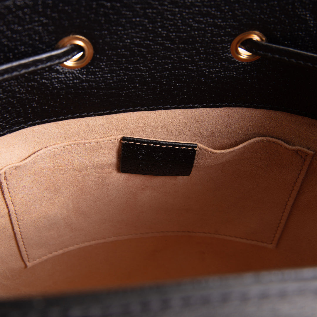 GUCCI Leather Web Ophidia Top Handle Bucket