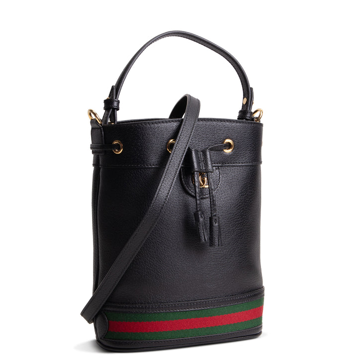 GUCCI Leather Web Ophidia Top Handle Bucket